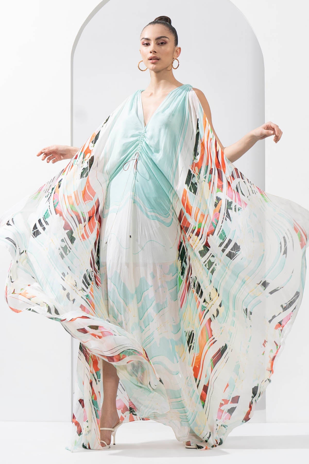 Buy Ocean Blue Printed Kaftan by Mandira Wirk